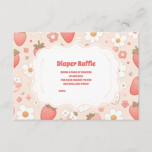 Whimsical Berry Sweet Pink Diapper Raffle Informatiekaartje (Voorkant)