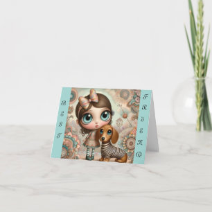 Whimsical Beste Vriend Dachshund Kaart