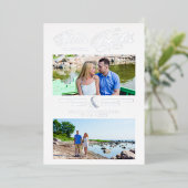 Whimsical Better Together Quote 2 Photos Wedding  Folie Uitnodiging (Staand Voorkant)