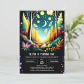 Whimsical bewerkbare Firefly Forest Verjaardag Kaart (Staand voorkant)