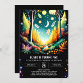 Whimsical bewerkbare Firefly Forest Verjaardag Kaart (Voorkant / Achterkant)