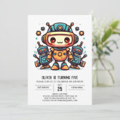 Whimsical Bewerkbare Gears Robot Verjaardag Kaart (Staand voorkant)