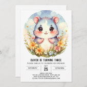 Whimsical bewerkbare Hamster Verjaardag Kaart (Voorkant / Achterkant)