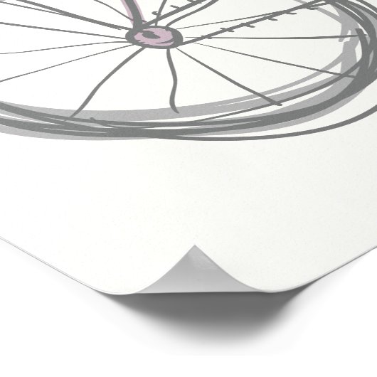 Whimsical Bicycle Illustration Lavender Grey Name Poster (Hoek)