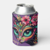 Whimsical Big-Eye Retro Diva Cat Kat Blikjeskoeler (Blikje Voorkant)