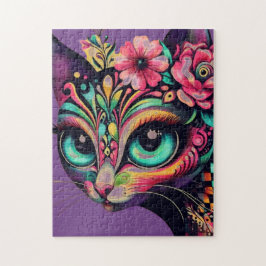 Whimsical Big-Eye Retro Diva Cat Kat Legpuzzel