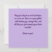 Whimsical Big-Eye Retro Diva Cat Verjaardag Kaart (Achterkant)