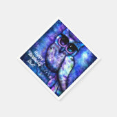 Whimsical Big-Eyed Abstracte Uil Blauw Groen Paars Servet (Hoek)