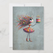 Whimsical Big-Eyed Birthday Girl Kaart (Achterkant)