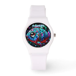 Whimsical Big-Eyed Fish Nautical Personalized Horloge
