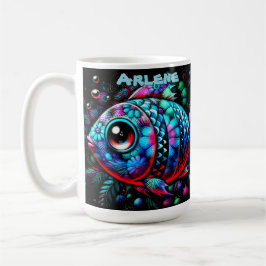 Whimsical Big-Eyed Fish Nautical Personalized Koffiemok