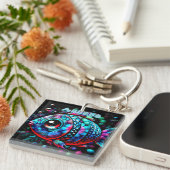 Whimsical Big-Eyed Fish Nautical Personalized Sleutelhanger (Voorkant Rechts)