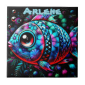 Whimsical Big-Eyed Fish Nautical Personalized Tegeltje (Voorkant)