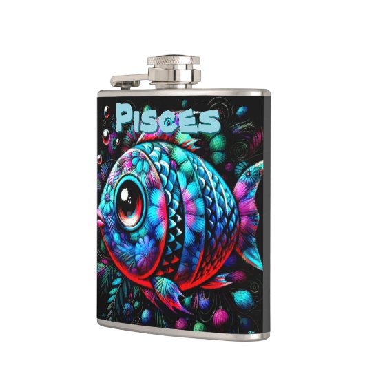 Whimsical Big-Eyed Fish Vissen Gepersonaliseerd Heupfles (Links)