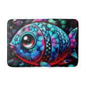 Whimsical Big-Eyed Floral Fish Nautisch Blauwgroen Badmat (Voorkant)