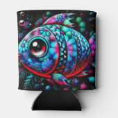 Whimsical Big-Eyed Floral Fish Nautisch Blauwgroen Blikjeskoeler (Achterkant)