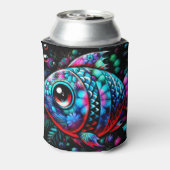 Whimsical Big-Eyed Floral Fish Nautisch Blauwgroen Blikjeskoeler (Blikje Achterkant)