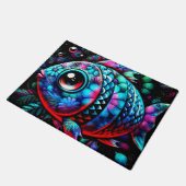 Whimsical Big-Eyed Floral Fish Nautisch Blauwgroen Deurmat (Schuin)