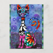 Whimsical Big-Eyed Funky Abstract Kitty Cat Briefkaart (Voorkant)