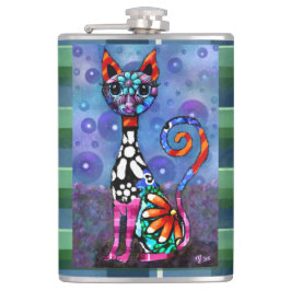 Whimsical Big-Eyed Funky Abstract Kitty Cat Heupfles