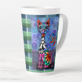 Whimsical Big-Eyed Funky Abstract Kitty Cat Latte Mok (Rechterhoek)