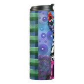 Whimsical Big-Eyed Funky Abstract Kitty Cat Thermosbeker (Gedraaid links)