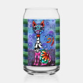 Whimsical Big-Eyed Funky Kitty Cat Abstract Blikvorm Glas (Achterkant)