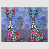 Whimsical Big-Eyed Funky Kitty Cat Decoupage Tissuepapier (Voorkant)