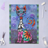 Whimsical Big-Eyed Funky Kitty Cat Decoupage Tissuepapier (Craft)