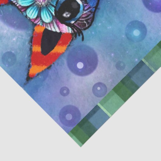 Whimsical Big-Eyed Funky Kitty Cat Decoupage Tissuepapier (Detail)