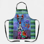 Whimsical Big-Eyed Funky Kitty Cat Personalized Schort (Voorkant)