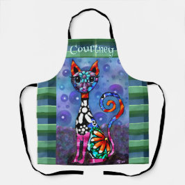 Whimsical Big-Eyed Funky Kitty Cat Personalized Schort
