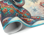 Whimsical Big Eyes Kerst Rendier Folk Art Cadeaupapier (Rol Hoek)