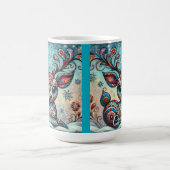 Whimsical Big Eyes Kerst Rendier Folk Art Koffiemok (Center)