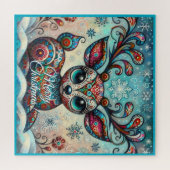 Whimsical Big Eyes Kerst Rendier Folk Art Legpuzzel (Horizontaal)