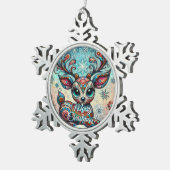 Whimsical Big Eyes Kerst Rendier Folk Art Tin Sneeuwvlok Ornament (Rechts)