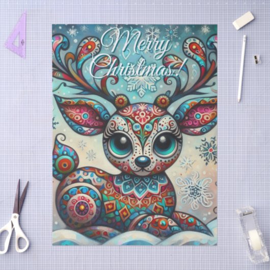 Whimsical Big Eyes Kerstmis Rendier Decoupage Tissuepapier (Craft)
