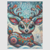 Whimsical Big Eyes Kerstmis Rendier Decoupage Tissuepapier (Voorkant)