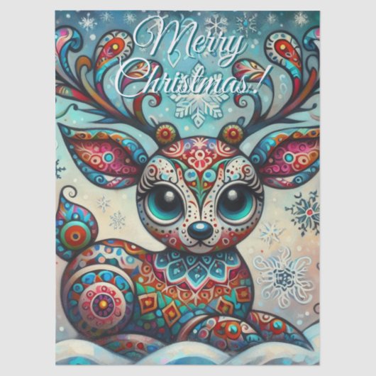 Whimsical Big Eyes Kerstmis Rendier Decoupage Tissuepapier (Voorkant)