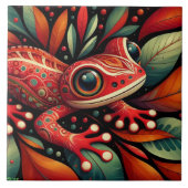 Whimsical Big Eyes Salamander Mexicaanse Folk Art Tegeltje (Voorkant)
