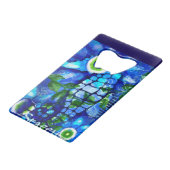 Whimsical Big-Eyes Seahorse Art Blue Personalized Creditkaart Flessenopener (Achterkant Gekanteld)