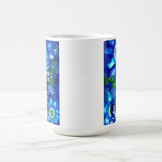 Whimsical Big-Eyes Seahorse Art Blue Personalized Koffiemok (Center)