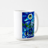 Whimsical Big-Eyes Seahorse Art Blue Personalized Koffiemok (Voorkant rechts)