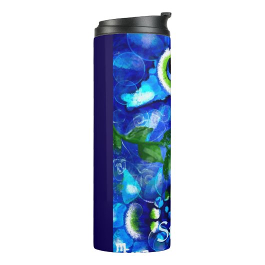 Whimsical Big-Eyes Seahorse Art Blue Personalized Thermosbeker (Gedraaid links)