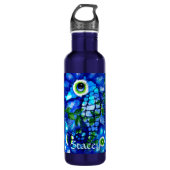 Whimsical Big-Eyes Seahorse Art Blue Personalized Waterfles (Voorkant)