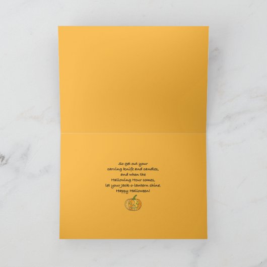 Whimsical BIG Pumpkin Halloween Kaart (Binnen)