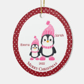 Whimsical Big Sis & Lil' Sis Penguins Persoonlijk Keramisch Ornament (Links)