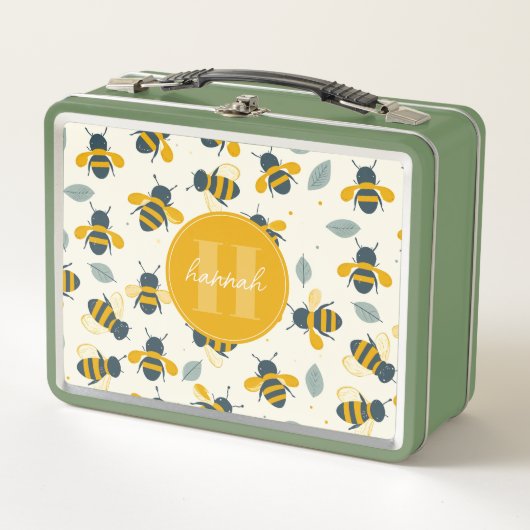 Whimsical Bijen Metalen Lunchbox (Voorkant)