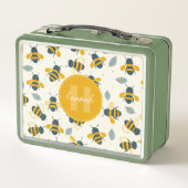 Whimsical Bijen Metalen Lunchbox (Achterkant)