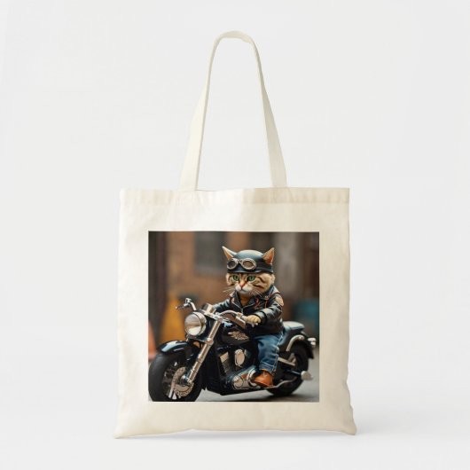 Whimsical Biker Cat Tas (Voorkant)